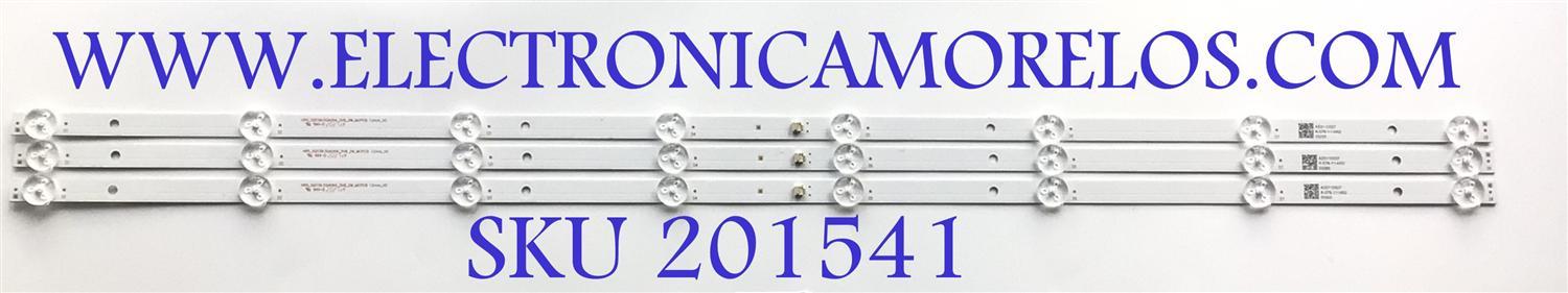 KIT DE LED'S PARA TV RCA (3 PIEZAS) / NUMERO DE PARTE AE0110557 / HRS_SQY39.5GA064_3X8_2W_MCPCB 12mm_V0 / K-078-Y1-M02 / PANEL V400HJ6-PE1 / MODELO RLEDV4001